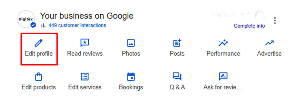 Click on “Edit Profile